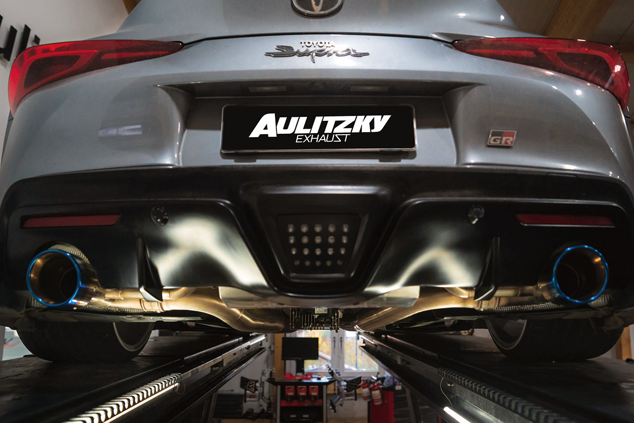 Aulitzky Exhaust | ECE Endschalldämpfer 3" (76mm) mit Klappensteuerung | Toyota Supra 3.0 GR Legend (DB/A90) 340PS B58